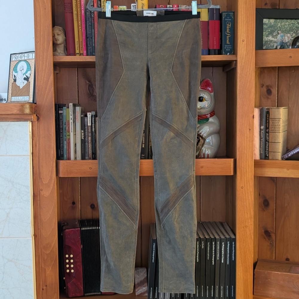 Helmut Lang Olive Green Lamb Leather Pants